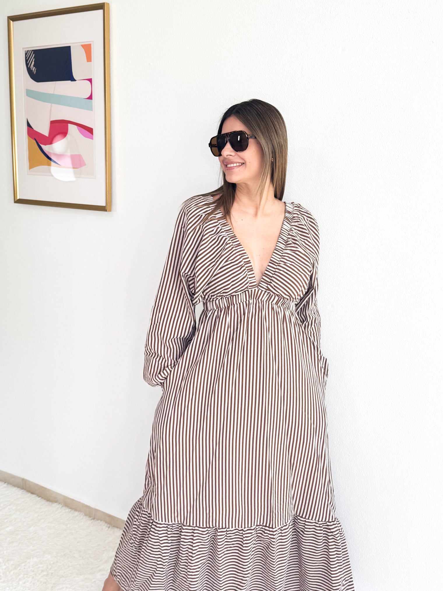 Striped V-Neck Dress