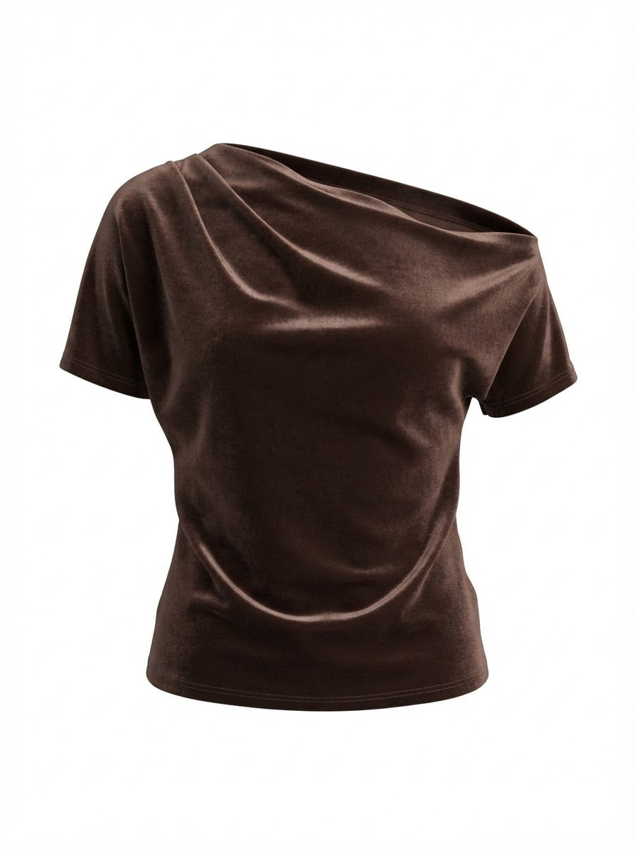 Chocolate Velvet Off-Shoulder Top