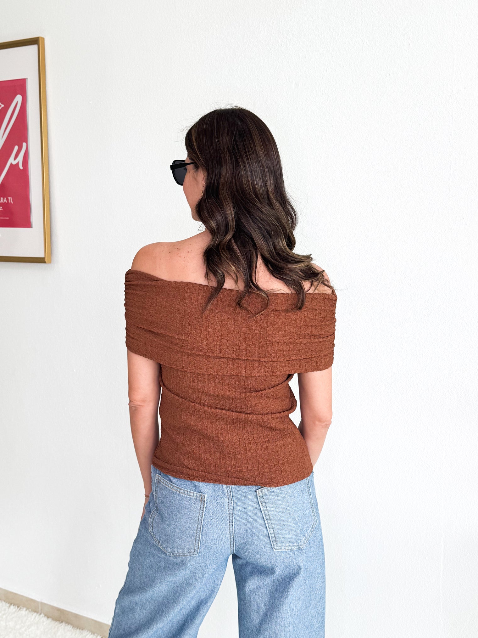 Taupe Off Shoulder Top