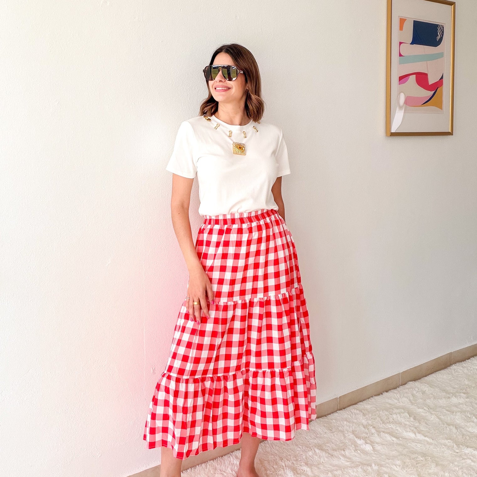 Gingham Midi Skirt