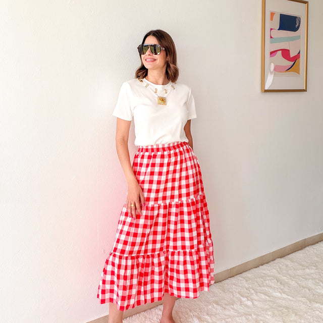 Gingham Midi Skirt