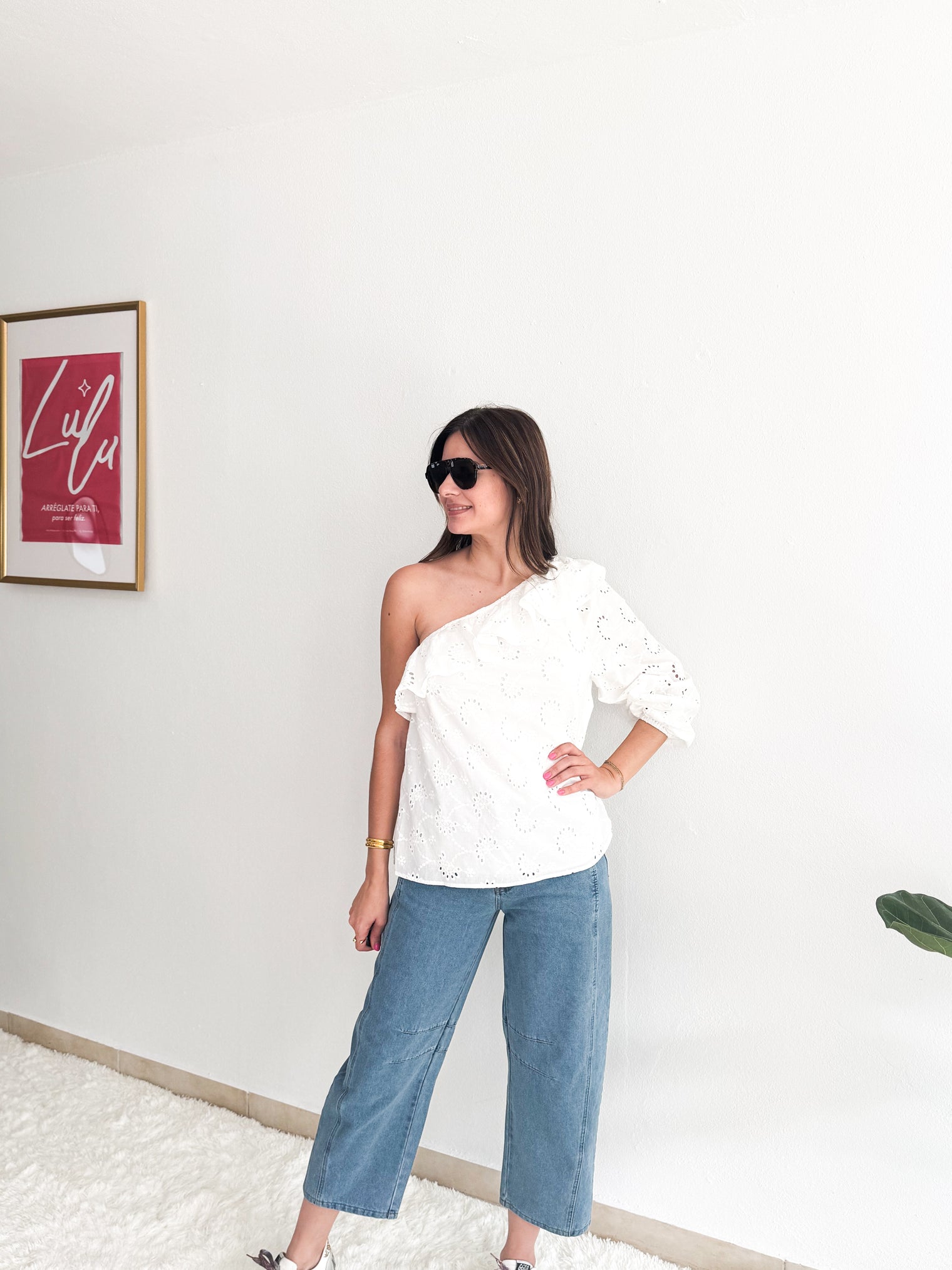 Eyelet One Shoulder Top
