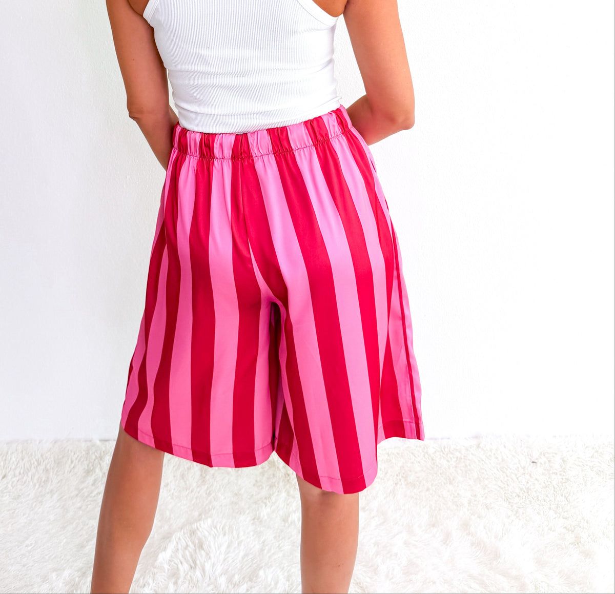Fuchsia Stripe Tailored Shorts