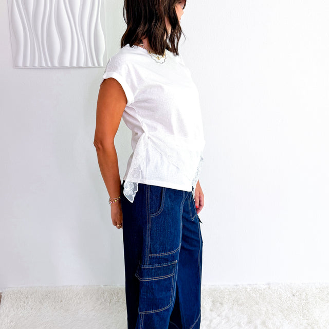 Ivory Lace-Trim Tee