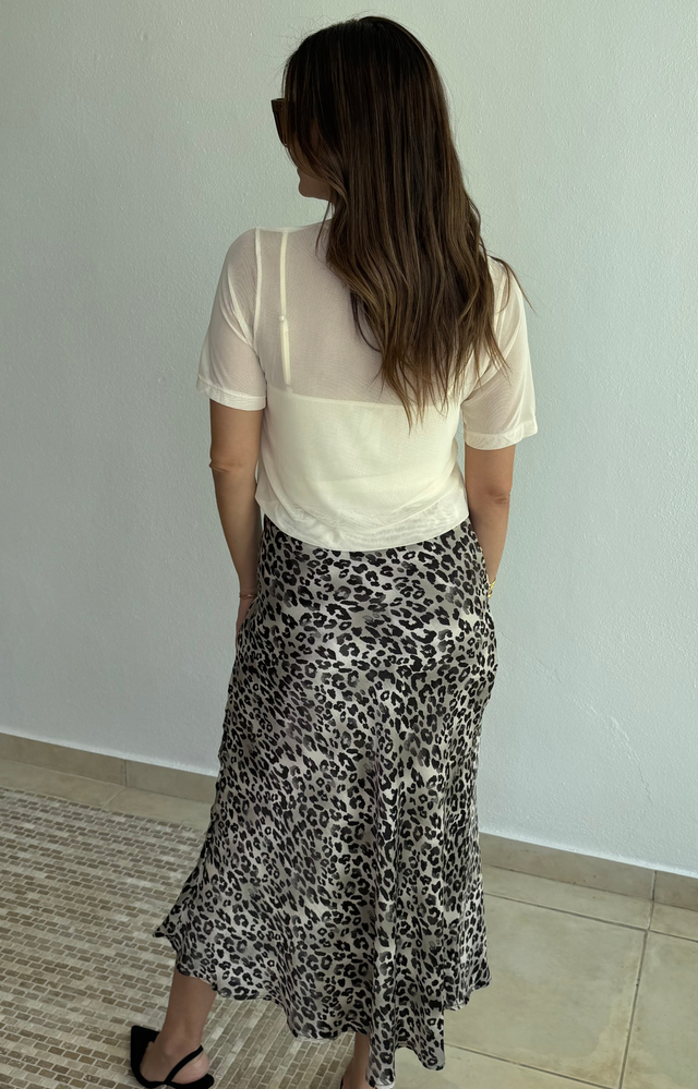 Leopard Satin Skirt