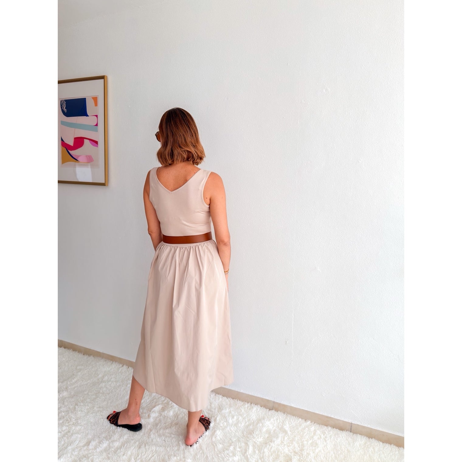 Sleeveless V-Neck Midi Dress