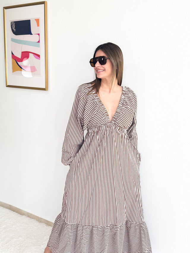 Striped V-Neck Dress