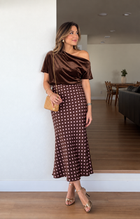 Chocolate Velvet Off-Shoulder Top