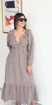 Striped V-Neck Dress