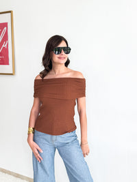 Taupe Off Shoulder Top