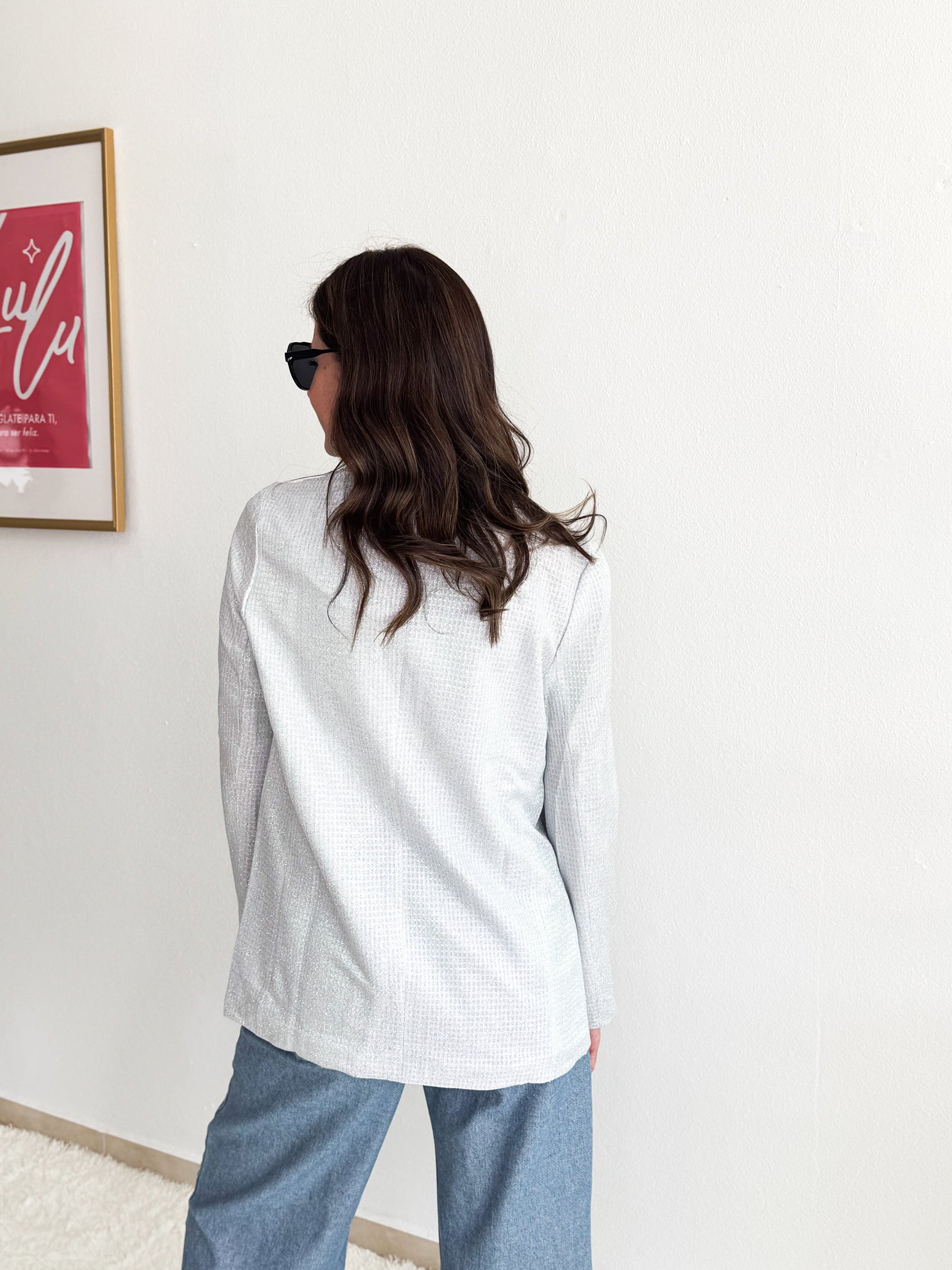 White Metallic Blazer