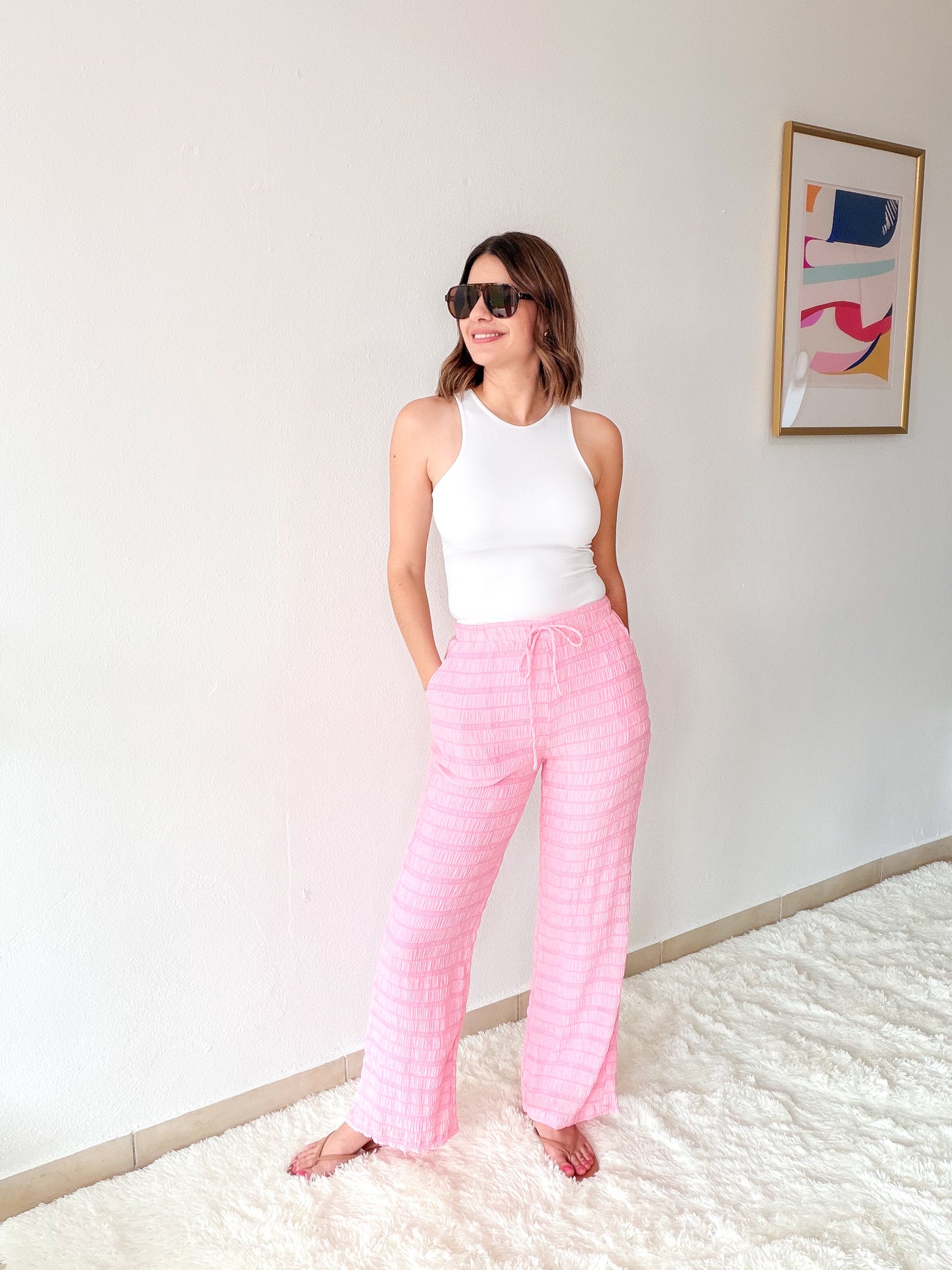 Pink Breeze Textured Pants