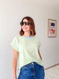 Mint Lemon Stripe Tee