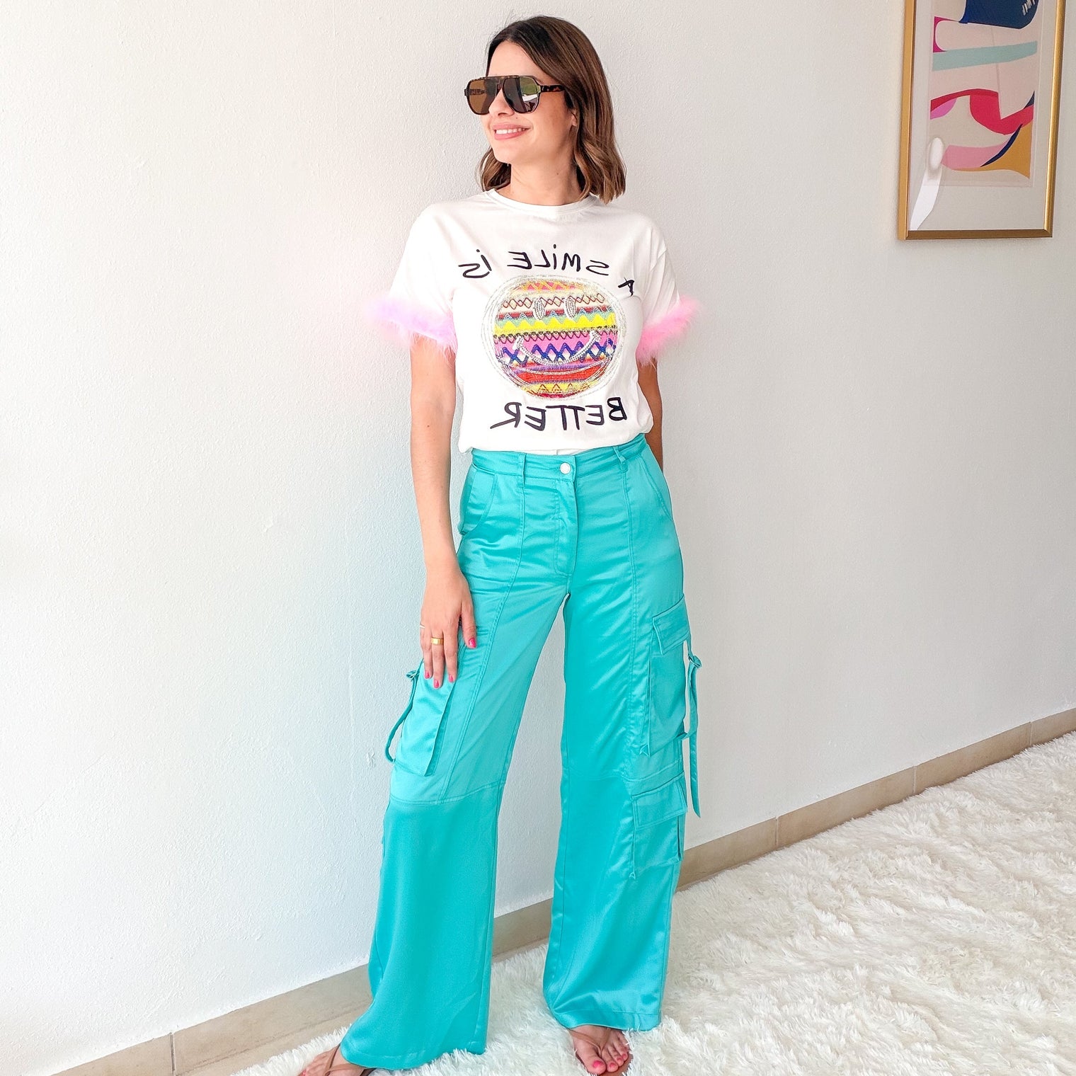 Satin Glow Cargo Pants