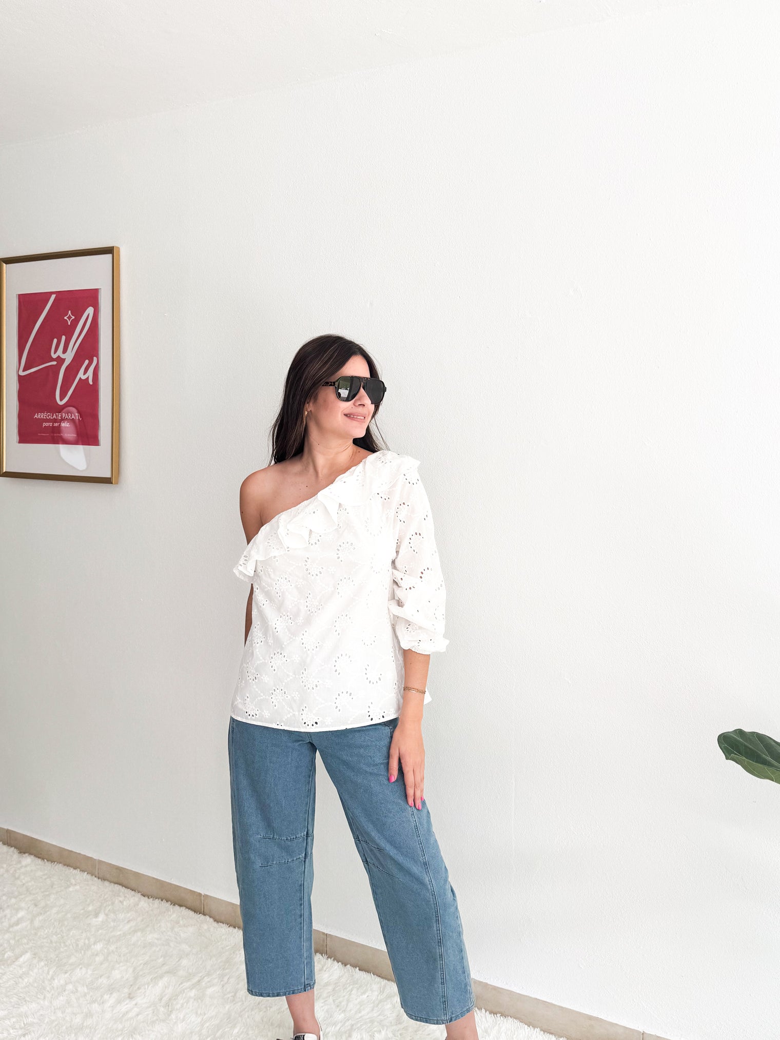 Eyelet One Shoulder Top