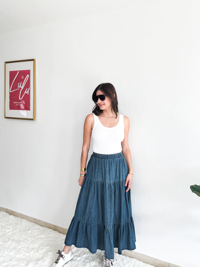 Dark Denim Maxi Skirt