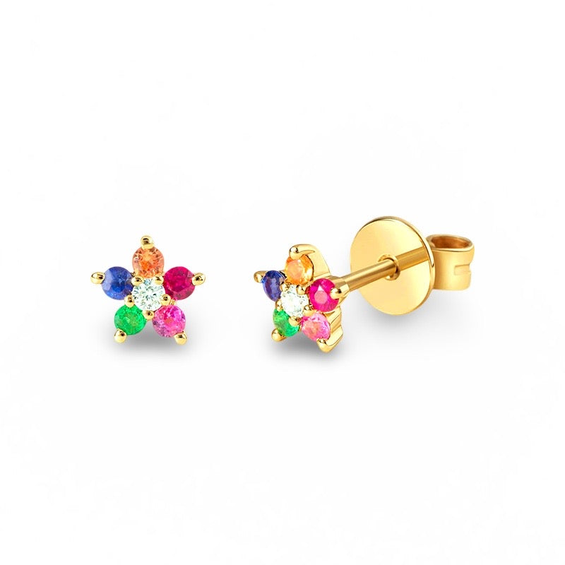 Rainbow Flower Studs