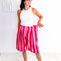 Fuchsia Stripe Tailored Shorts