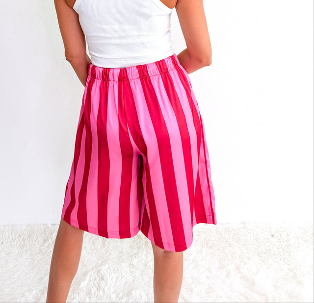 Fuchsia Stripe Tailored Shorts