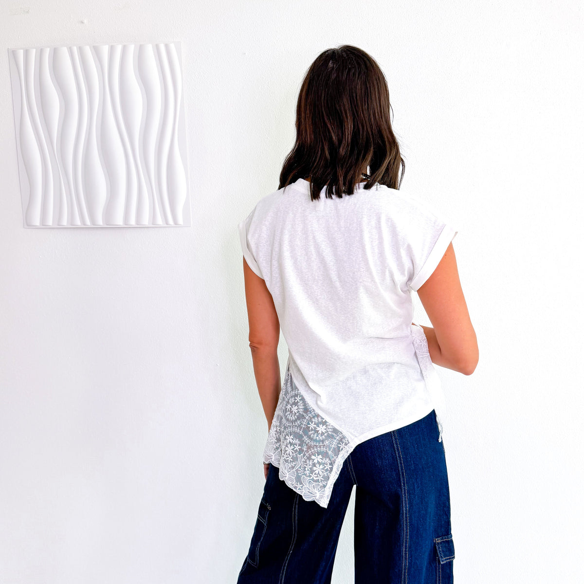 Ivory Lace-Trim Tee