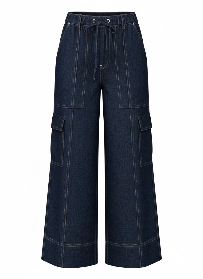 Relaxed Denim Utility Pants