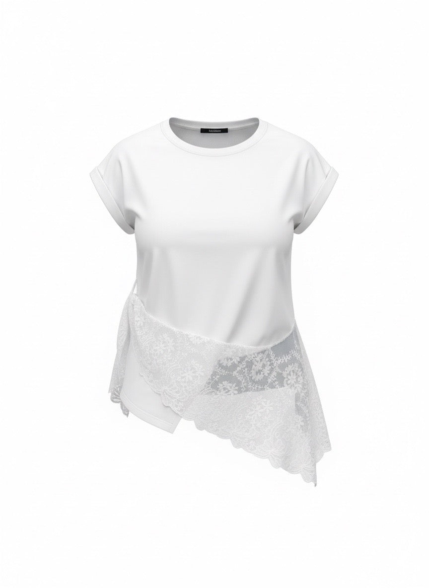 Ivory Lace-Trim Tee