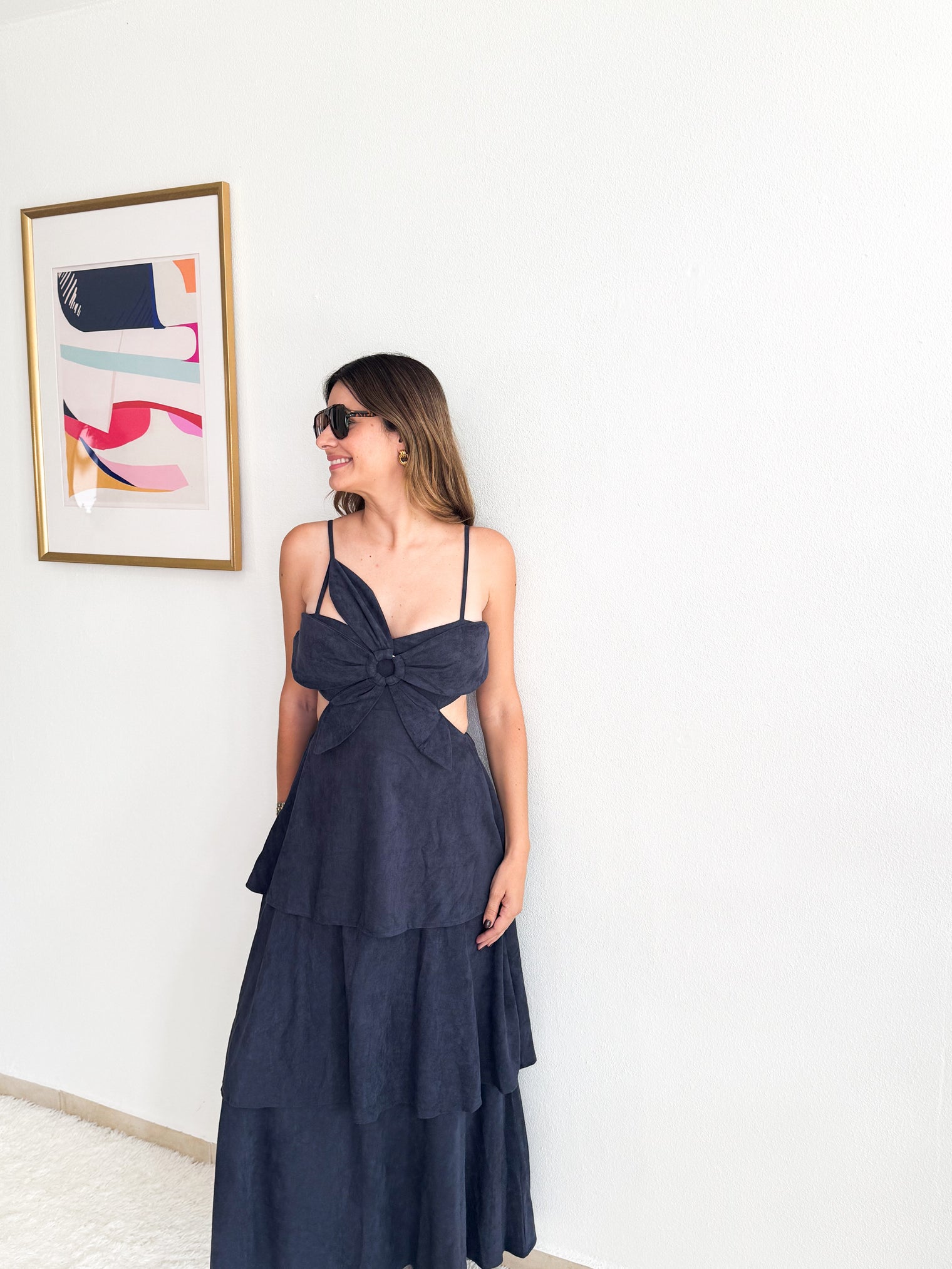 Suede Flower Maxi Dress