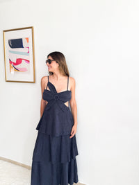 Suede Flower Maxi Dress