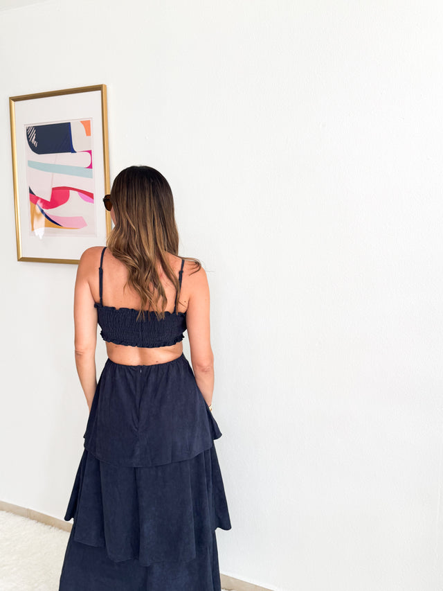 Suede Flower Maxi Dress