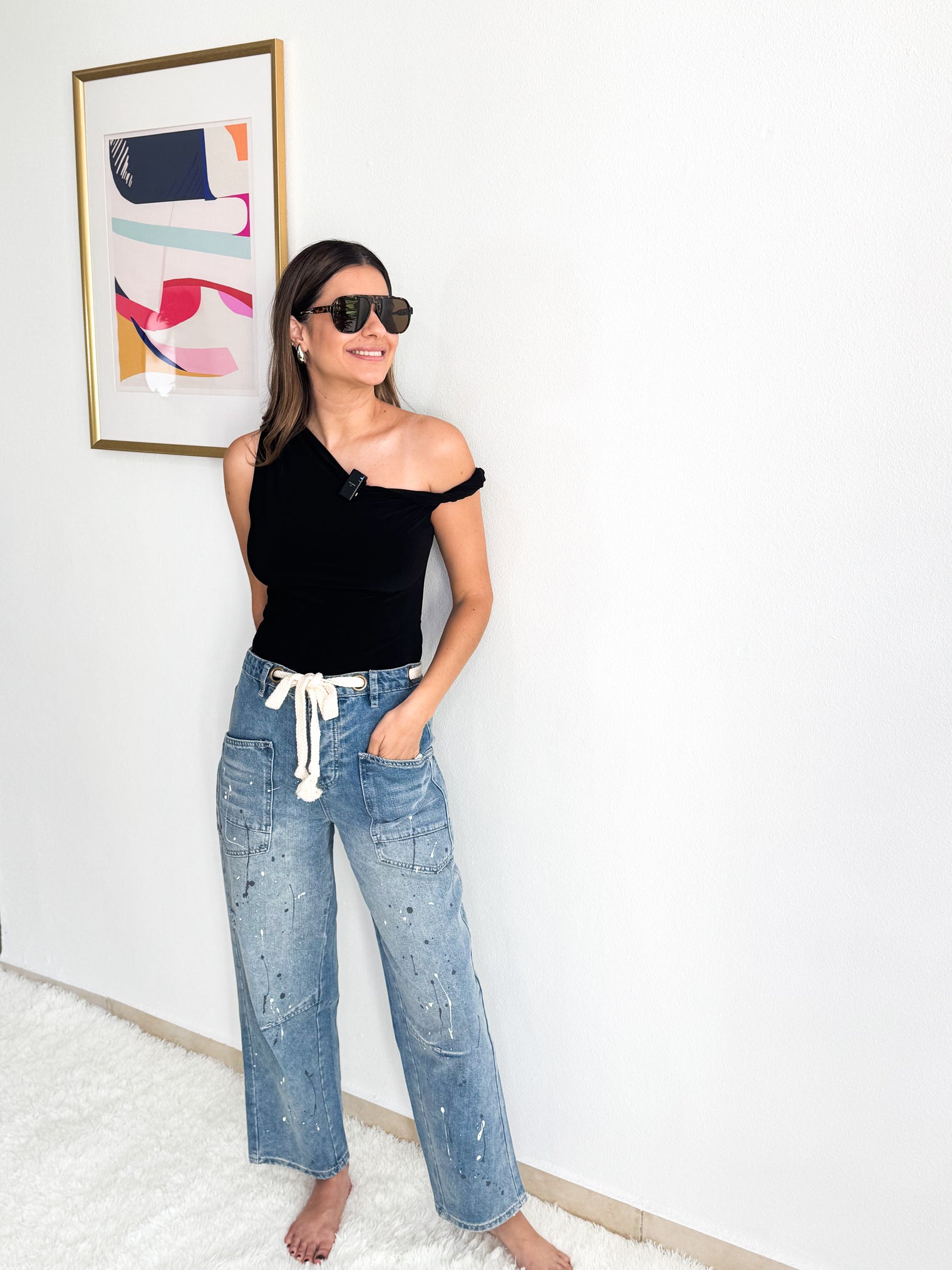 Washed Blue Barrel Jeans