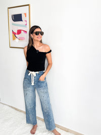 Washed Blue Barrel Jeans