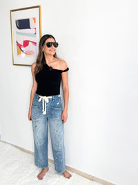 Washed Blue Barrel Jeans