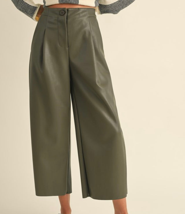 Olive Leather Pants