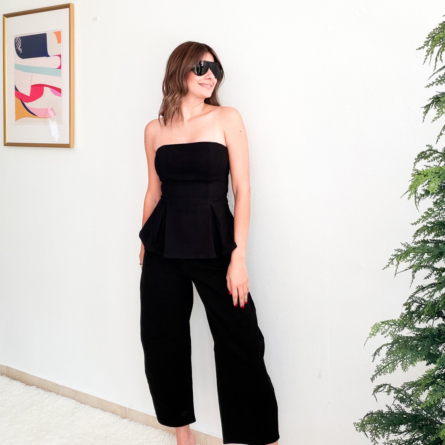 Black Peplum Strapless Set