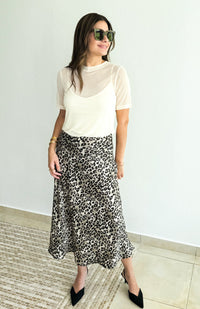 Leopard Satin Skirt