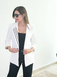 White Animal Print Blazer