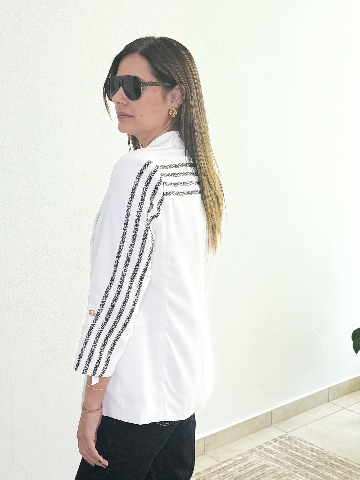White Animal Print Blazer
